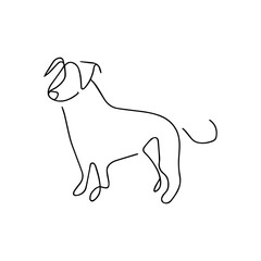 One line vector illustration. Dog logo. Minimalism.