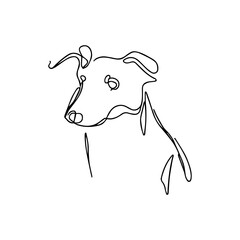 One line vector illustration. Dog logo. Minimalism.