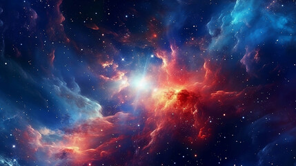 Naklejka premium Bright supernova cosmic background. Starry firmanent galactic wallpaper. 