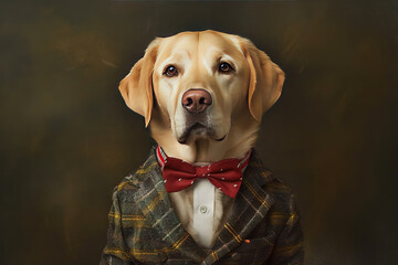 cute studio portrait of a dog in a suit
