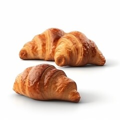 Croissants baked fast food isolated on white background 