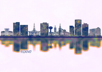 Plano Skyline. Cityscape Skyscraper Buildings Landscape City Background Modern Art Architecture Downtown Abstract Landmarks Travel Business Building View Corporate - obrazy, fototapety, plakaty