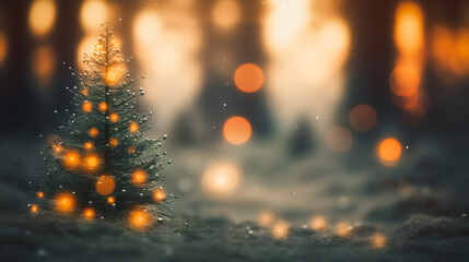 Fototapeta na wymiar Christmas tree with bokeh background. Generative AI 