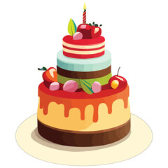 Birthday / Anniversary cake with transparent background PNG
