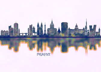 Prague Skyline. Cityscape Skyscraper Buildings Landscape City Background Modern Art Architecture Downtown Abstract Landmarks Travel Business Building View Corporate