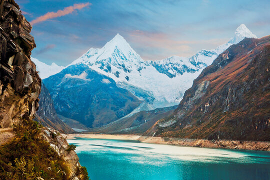 Snow Artesonraju and the Paron Lagoon, Caraz Peru