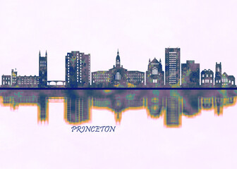 Princeton Skyline. Cityscape Skyscraper Buildings Landscape City Background Modern Art Architecture Downtown Abstract Landmarks Travel Business Building View Corporate