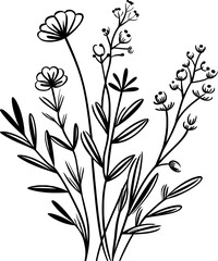 Wildflower Line Art