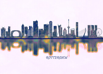 Rotterdam Skyline. Cityscape Skyscraper Buildings Landscape City Background Modern Art Architecture Downtown Abstract Landmarks Travel Business Building View Corporate