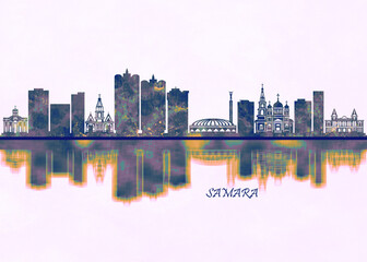 Samara Russia. Cityscape Skyscraper Buildings Landscape City Background Modern Art Architecture Downtown Abstract Landmarks Travel Business Building View Corporate
