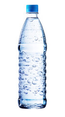 Water bottle closeup isolated on transparent background. PNG format	
