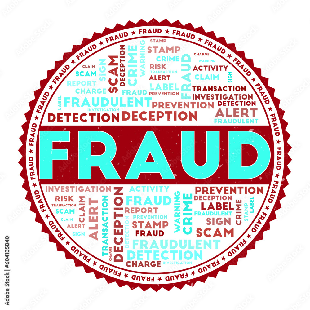 Poster fraud word image. fraud concept with word clouds and round text. nice colors and grunge texture. att