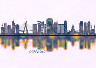 Sao Paulo Skyline. Cityscape Skyscraper Buildings Landscape City Background Modern Art Architecture Downtown Abstract Landmarks Travel Business Building View Corporate