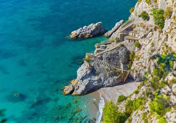 Fototapete Strand von Positano, Amalfiküste, Italien Breathtaking panoramic view from Conca dei Marini along the main road of the Amalfi Coast.