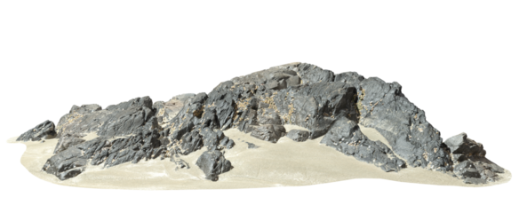 Cut out rocks on sand beaches landscape 3d rendering png