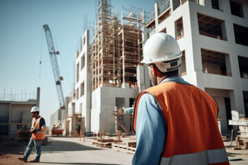 Man engineer worker looking at work with his back generative ai