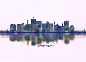 Sioux Falls Skyline. Cityscape Skyscraper Buildings Landscape City Background Modern Art Architecture Downtown Abstract Landmarks Travel Business Building View Corporate - obrazy, fototapety, plakaty