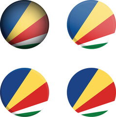 Round Country Flag in different styles disc badge vector illustration Seychelles