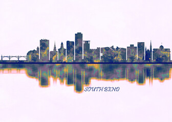 South Bend Skyline. Cityscape Skyscraper Buildings Landscape City Background Modern Art Architecture Downtown Abstract Landmarks Travel Business Building View Corporate
