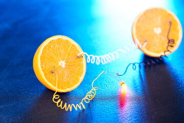 Free energy electricity generator using oranges.