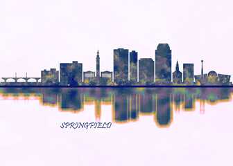Springfield Massachusetts. Cityscape Skyscraper Buildings Landscape City Background Modern Art Architecture Downtown Abstract Landmarks Travel Business Building View Corporate - obrazy, fototapety, plakaty