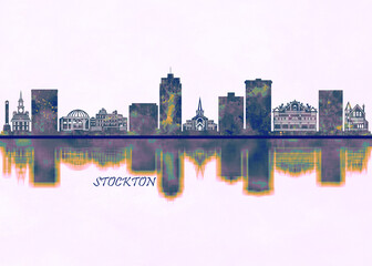 Stockton Skyline. Cityscape Skyscraper Buildings Landscape City Background Modern Art Architecture Downtown Abstract Landmarks Travel Business Building View Corporate