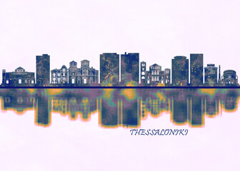 Thessaloniki Skyline. Cityscape Skyscraper Buildings Landscape City Background Modern Art Architecture Downtown Abstract Landmarks Travel Business Building View Corporate