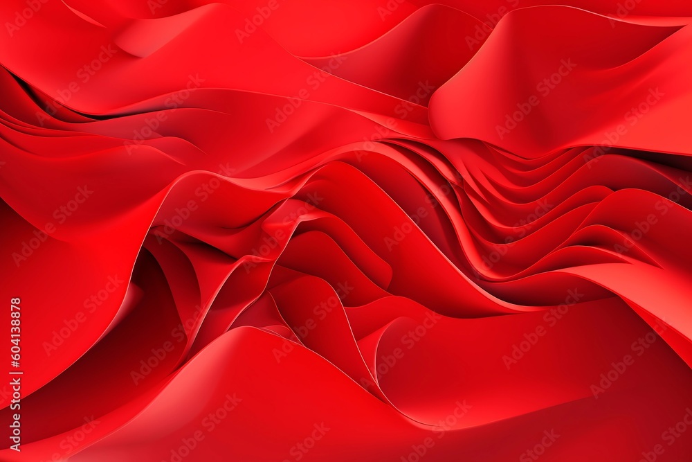 Poster vibrant twists: red ruffles create an abstract visual delight. ai generated.