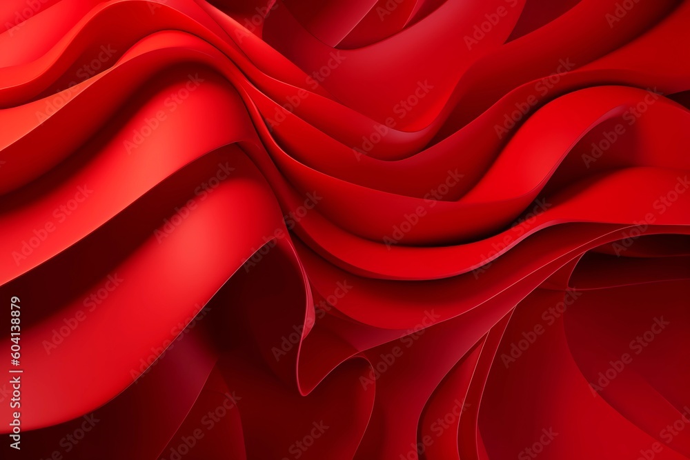 Poster dynamic elegance: abstract background with red twisty ruffles. ai generated.