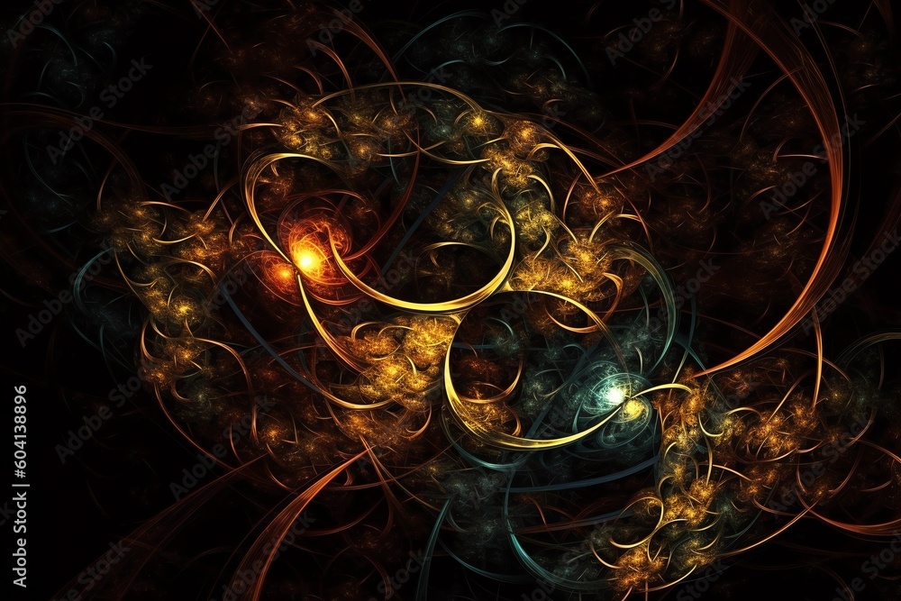 Poster abstract background with curves in yellow. ai generated.