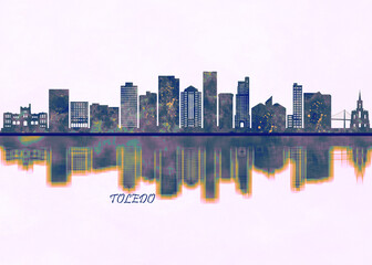 Toledo Skyline. Cityscape Skyscraper Buildings Landscape City Background Modern Art Architecture Downtown Abstract Landmarks Travel Business Building View Corporate