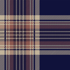 Blue and brown tartan plaid. Scottish pattern fabric swatch close-up. 