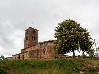 Fototapeta na wymiar Romanesque church of San Martín de Tours (11th century). Vizcainos, Sierra de la Demanda, Burgos.