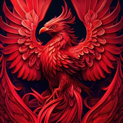 Nirvana: Exquisite and Bright All-Red Phoenix in Gorgeous Display