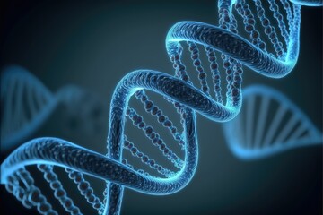 DNA Strand in Blue: A Striking Image of Genetic Material with a Bold Break in the Middle, Evoking Thoughts of Mutation and Evolution.