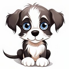 cute dog on white background with Generative AI technology