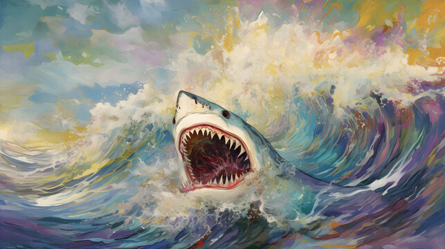 head of a shark painting ilustration Ai generated