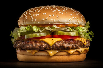 Tasty and delicious hamburger product photography. Ai generated - 604142263