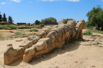 Telamone in Archaeological site of Agrigento, Sicily Italy