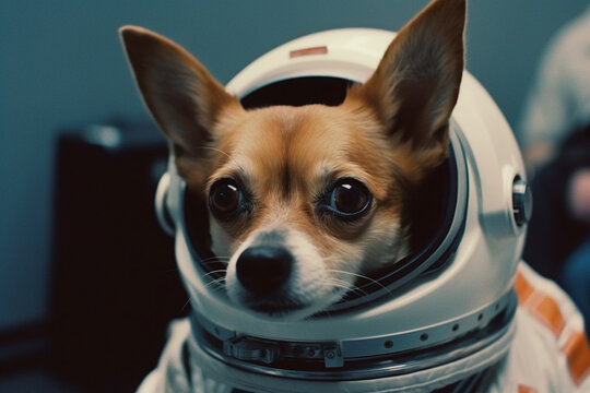 Funny dog astronaut. Ai generated