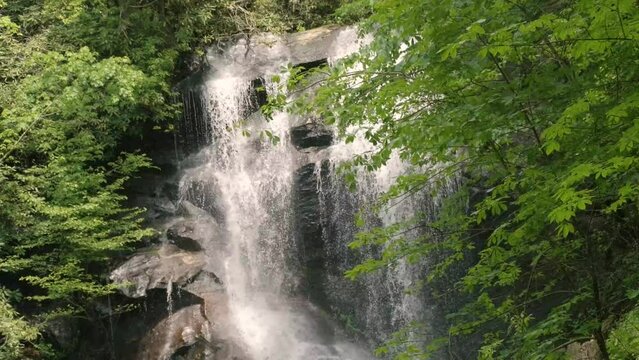 Georgia Anna Ruby Falls  A close up of the side falls at Anna Rubt Falls with trees and rocks