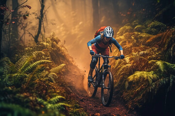 The Spirit of Mountain Biking - Woman Conquering Trails - Created by AI