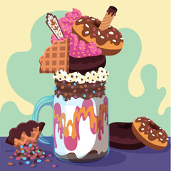 Drink Shake Monster, cartoon shake, animated drink, cool graphic