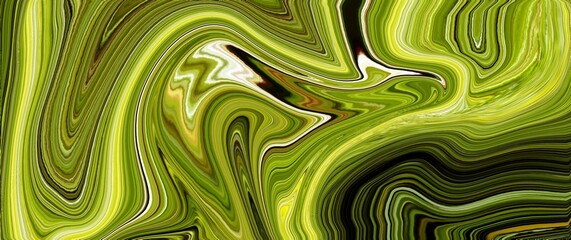 Green abstract background of waves ink in water marble design illustration texture