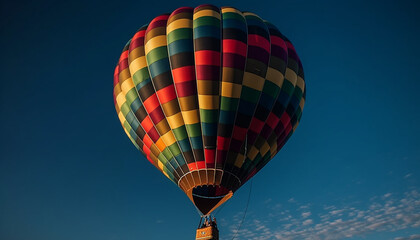 Fototapeta premium Vibrant hot air balloon flying mid air adventure generated by AI