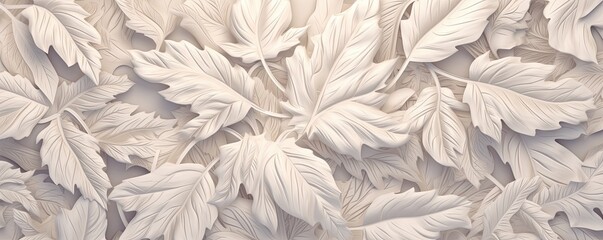 a Nature Horizontal background, leaf shapes, carved and engraved in ivory. Liquid flow texture. Fluid art Nature-themed, photorealistic illustrations in JPG. Generative AI