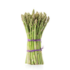 Fresh green asparagus bunch isolated on white background