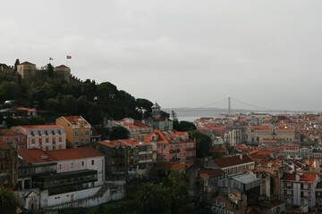 View of the rooftops, Lisbon, Portugal, European cityscape, view of Portuguese city