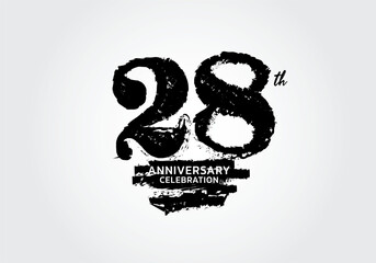 28 years anniversary celebration logotype black vector, 28th birthday logo, 28 number design, anniversary year banner, anniversary design elements for invitation card and poster. number design vector