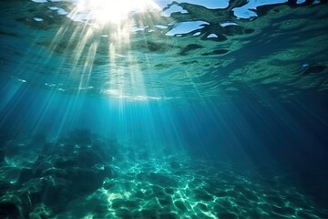 Fototapeta na wymiar Calm ocean background underwater, generative ai